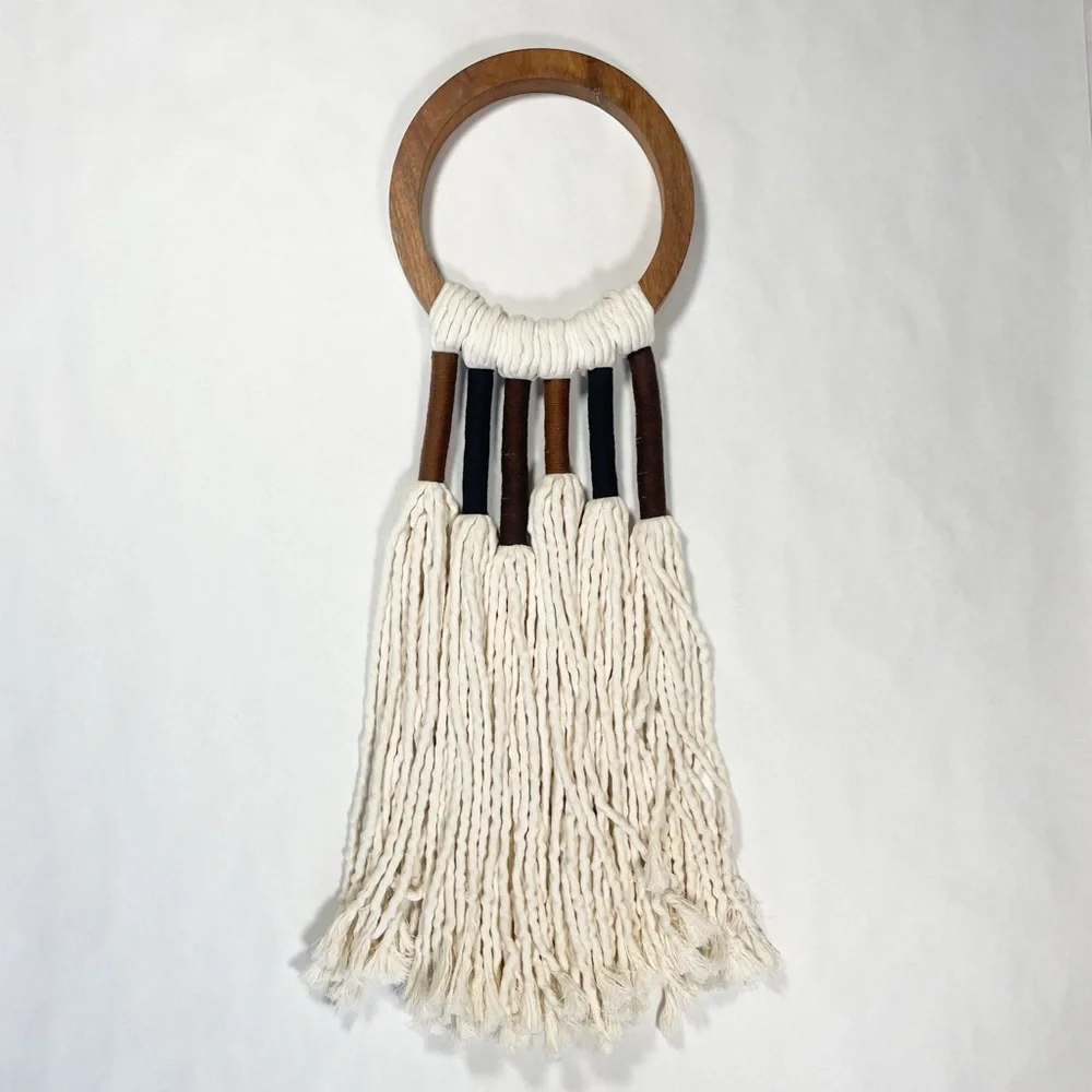 Wood and Cream Macrame Wall Hanging Made in Tulum